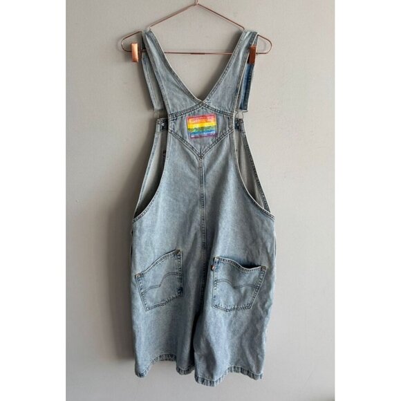 Levi's Pride Liberation Womens Bib Overalls Shortalls Romper Denim Blue Sz L - Picture 5 of 16